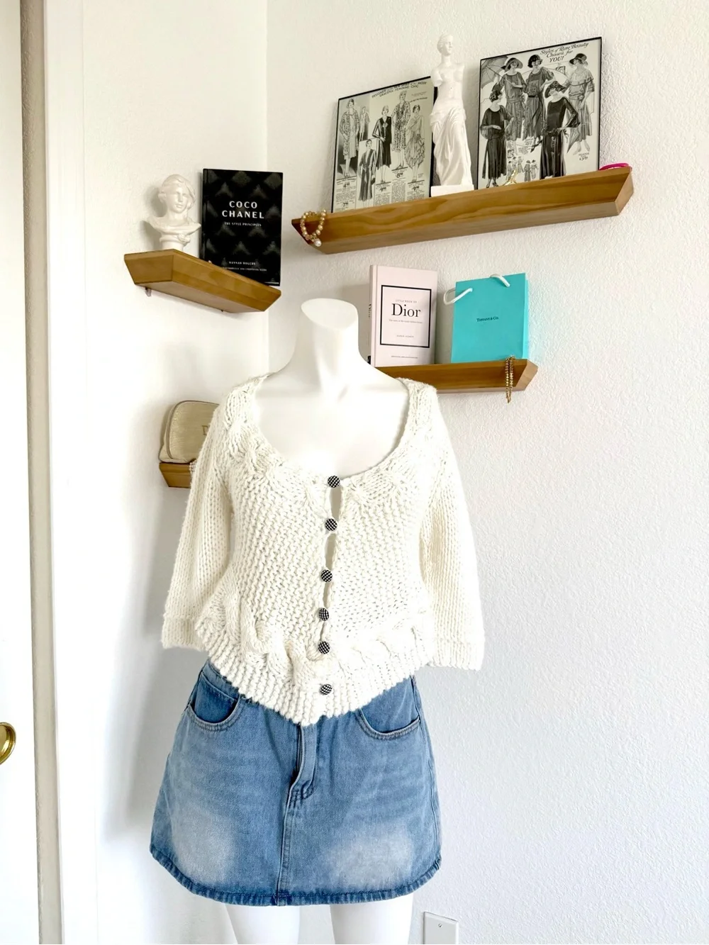 Free People Crochet Cardigan Gingham Buttons Size XS